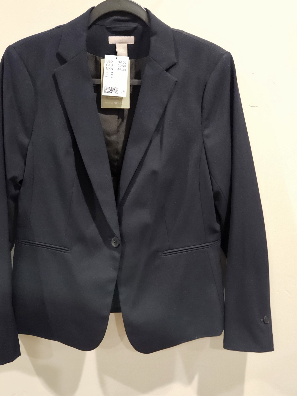 H&M Black Single-Button Tailored Blazer